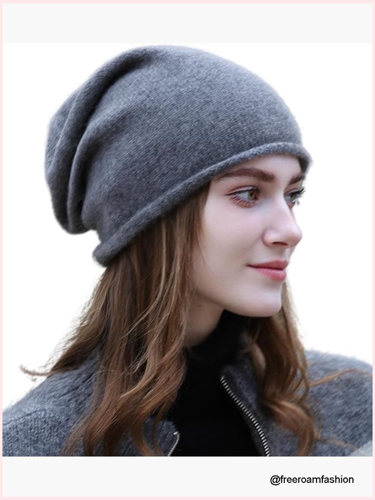 Luxurious 100% Cashmere Slouchy Beanie, Elegant Gift Box, Warm & Soft